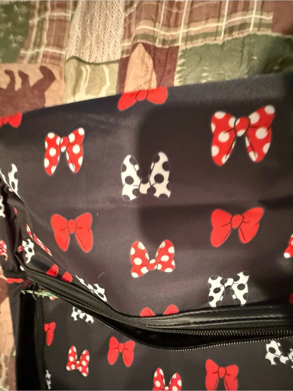 Black Minnie Mouse Disney Bow Print Backpack Perfect for School Or Everyday